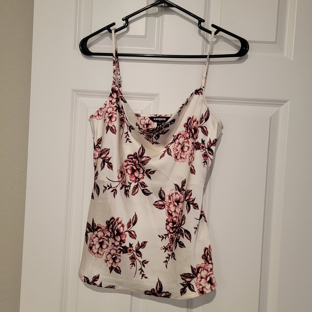 Express White and Pink Floral Camisole